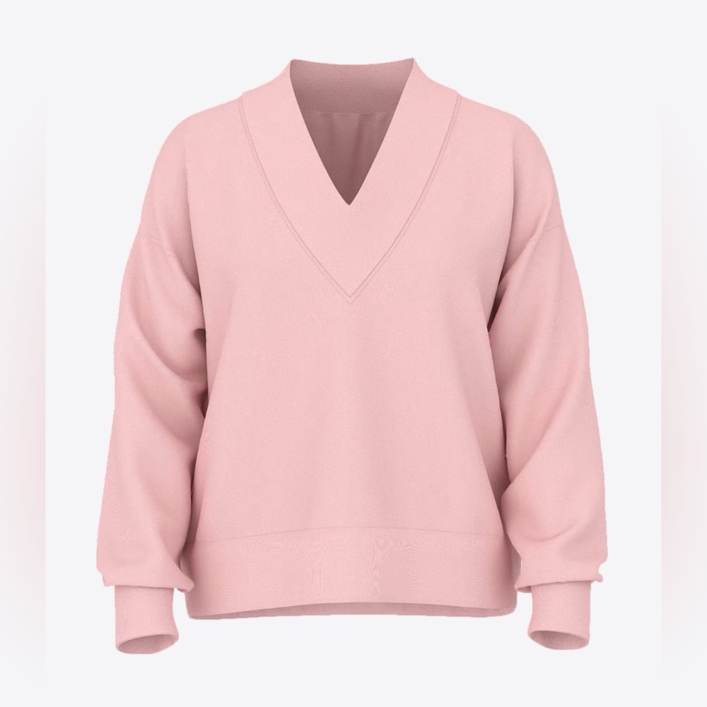 NWT Victoria's Secret Campus Fleece PINK Ivy V-Neck High-Low Sweatshirt XS Soft